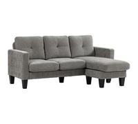 HOMCOM Sofá Chaise Longue Reversible en Forma de L 186x130x84cm Marrón Topo