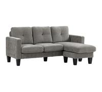 HOMCOM Sofá Chaise Longue Reversible Forma L de Chenilla 186 cm Marrón Topo | Sofá de 3 Plazas, Asiento y Respaldo Acolchados, Estructura de Acero
