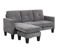 HOMCOM Sofá Chaise Longue Reversible, Sofá de 3 Plazas en Forma de L, Tapizado en Chenilla, Asiento y Respaldo Acolchados, Estructura de Acero, 186x130x84 cm, Gris Oscuro Gray 186x130x84 cm