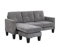 HOMCOM Sofá Chaise Longue Reversible, Sofá de 3 Plazas en Forma de L, Tapizado en Chenilla, Asiento y Respaldo Acolchados, Estructura de Acero, 186x130x84 cm, Gris Oscuro Gray 186x130x84 cm