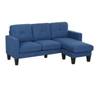 HOMCOM Sofá Chaise Longue Reversible, Sofá de 3 Plazas en Forma de L, Tapizado en Chenilla, Asiento y Respaldo Acolchados, Estructura de Acero, 186x130x84 cm, Azul Blue 186x130x84 cm