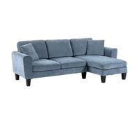 HOMCOM Sofá Chaise Lounge Sofá de Salón Cheslong Sofá de Salón Reversible en Forma de L con 2 Almohadas Carga 200 kg 230x138x87 cm Azul Oscuro