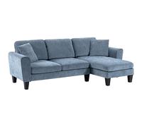 HOMCOM Sofá Chaise Lounge Sofá Esquinero Sofá de Salón Reversible en Forma de L con 2 Almohadas Carga 200 kg 230x138x87 cm Azul Oscuro Blue 230x138x87cm