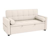 HOMCOM Sofá convertible 2 plazas 3 en 1 sofá-cama con cama nido doble respaldo regulable 2 cojines 80,5x137,5x84cm beige Aosom España
