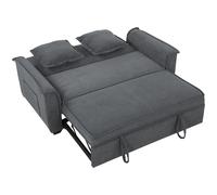 HOMCOM Sofá Convertible 2 Plazas Sofá Cama Clic Clac en Chenille Respaldo Regulable 2 Cojines Bolsillo Lateral Gris Aosom España