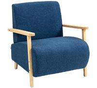 HOMCOM Sofá de 1 Plaza Tapizado en Borreguito Sofá de Salón de 74,5 cm con Acolchado Grueso Reposabrazos y Patas de Madera para Dormitorio Sala de Estar Azul Oscuro