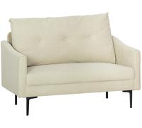 HOMCOM Sofá de 2 plazas, 124 cm, sofá pequeño con reposabrazos, apariencia de terciopelo, color crema