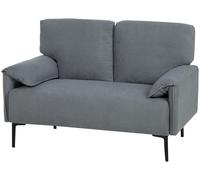HOMCOM Sofá de 2 plazas, 127 cm, pequeño sofá tapizado con reposabrazos, apariencia de terciopelo, color gris