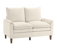 HOMCOM Sofá de 2 plazas 146 cm, sofá de chenilla con acolchado de doble capa, cojín con muelles, asiento profundo, respaldo alto, blanco crema Aosom España