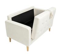HOMCOM Sofá de 2 Plazas con Espacio de Almacenamiento Patas de Madera Respaldo Capitoné 117x62x78 cm Crema