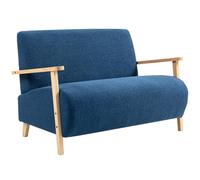 HOMCOM Sofá de 2 Plazas en Borreguito Reposabrazos 118 cm Azul Oscuro