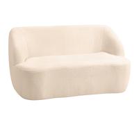 HOMCOM Sofá de 2 plazas en tela de felpa 142 cm con respaldo y asiento curvados, no requiere ensamblaje, Beige