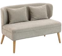 HOMCOM Sofá de 2 plazas, pequeño, de 117 cm, con respaldo abatible, 2 cojines decorativos, color beige