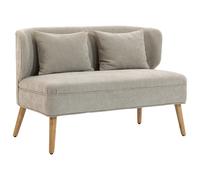 HOMCOM Sofá de 2 plazas, pequeño sofá de chenilla con respaldo con orejeras, asiento grueso, patas de madera de caucho, beige Aosom España