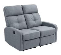 HOMCOM Sofá de 2 Plazas Reclinable Manual Sofá Relax Tapizado en Lino con Respaldo Ajustable por Separado Reposapiés Muelles Ensacados y Acolchado Grueso para Dormitorio Salón 118x95x101 cm Gris Grey