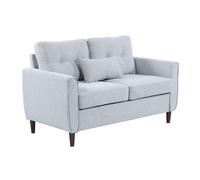 Sofá de 2 HOMCOM Plazas con Cojines y Asiento Acolchado Funda de Almohada Lavable 140x78x83 cm Gris Claro Gris claro