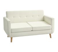 HOMCOM Sofá de 2 Plazas Sofá de Salón Moderno 138,5 cm con Reposabrazos y Patas de Madera Sofá Pequeño para Oficina Sala de Estar Crema Cream 138.5x70x75cm