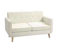 Sofá De 2 Plazas De Lino Sintético Homcom 138,5x70x75 Cm Crema