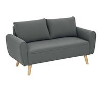 HOMCOM Sofá de 2 plazas Sofá de tela 2 cojines de respaldo Cubierta de terciopelo 145x75x78 cm Antracita Aosom España