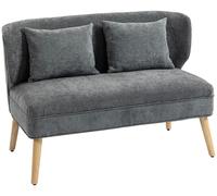 HOMCOM Sofá de 2 plazas, sofá pequeño de 117 cm con respaldo abatible, 2 cojines decorativos, color gris