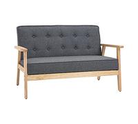 Homcom sofá de 2 plazas, tapizado en lino sintético, sofá nórdico con patas y reposabrazos de madera de caucho, respaldo acolchado, para salón, dormitorio, oficina, sala de estar, 113x67x78 cm, gris