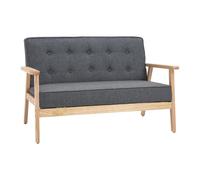 HomCom Sofá de 2 plazas con respaldo y cojines acolchados, patas de madera antideslizantes, gris