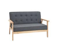HomCom Sofá de 2 plazas con respaldo y cojines acolchados, patas de madera antideslizantes, gris
