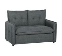 Homcom sofá de 2 plazas, tapizado en lino, sofá moderno con acolchado grueso, diseño capitoné, para espacios pequeños, salón, dormitorio, oficina, sala de estar, 131x75x85 cm, gris oscuro