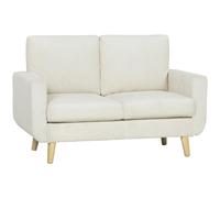 HomCom Sofá de 2 plazas acolchado, respaldo grueso, tapizado en pana, 134x74x84 cm, blanco crema