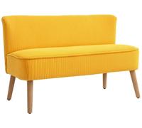 HOMCOM Sofá de 2 plazas, tapizado en poliéster color amarillo, estilo corduroy