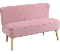 HOMCOM Sofá de 2 plazas, tapizado en tela, sofá tipo chaise longue, amplio, color rosa