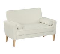 HOMCOM Sofá de 2 Plazas Tapizado en Terciopelo 130 cm con Asiento Capitoné y Patas de Madera para Espacios Pequeños Crema