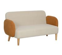 HOMCOM Sofá de 2 Plazas Tapizado en Terciopelo con Reposabrazos y Patas de Madera Sofá Pequeño Carga 240 kg 130x74x76 cm Crema