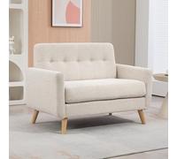 HomCom Sofá de 2 plazas tapizado en terciopelo, reposabrazos, patas de madera, 114x71x82 cm Beige
