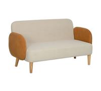 Homcom sofá de 2 plazas tapizado en terciopelo sofá de salón con reposabrazos y patas de madera sofá de dos plazas carga 240 kg para dormitorio oficina 130x74x76 cm crema