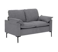 HOMCOM Sofá de 2 plazas, moderno, tapizado en terciopelo, patas de metal, gris 130x77x84 cm