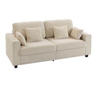 HOMCOM Sofá de 3 plazas beige con revestimiento Raindrop de terciopelo, asiento profundo, cojines con muelles, reposabrazos anchos y 4 cojines Aosom España