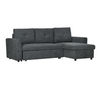 HOMCOM Sofá de 3 Plazas con Función de Cama, Sofá Cama con Chaise Longue, Tapizado en Gris Oscuro