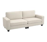 HOMCOM Sofá de 3 Plazas con Tela de Cordón Sofá de Sala de Estar con Núcleo de Muelles hasta 400 kg 227x84x87 cm Crema Aosom España
