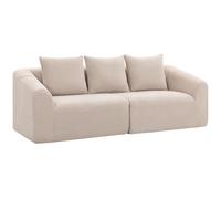 HOMCOM Sofá de 3 Plazas de Chenilla sin Armazón Acolchado Grueso con Muelles Ensacados Asiento Extra Ancho 3 Cojines Beige Aosom España