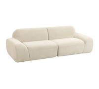 HOMCOM Sofá de 3 plazas, redondeado y sin armazón, con amplia superficie de asiento, muy acolchado, sin montaje, blanco crema