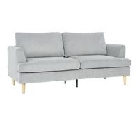 HOMCOM Sofá de 3 plazas, sofá con reposabrazos acolchado tapizado con textura de pana para salón Gris claro Aosom España