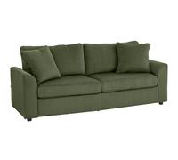 HomCom Sofá de 3 plazas 212x80x88 cm tapizado en pana, 2 almohadas, cojín de muelles, Crema