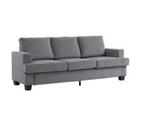 Homcom sofá de 3 plazas sofá de salón 213x82x90 cm tapizado en chenilla acolchado grueso estructura de acero diseño moderno para sala de estar dormitorio gris