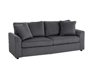 HOMCOM Sofá de 3 Plazas Tapizado en Pana con 2 Almohadas 212x80x88 cm Gris BLANCO