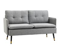 HOMCOM Sofá de Salón 2 Plazas Moderno 4 Cojines Reposabrazos Patas de Acero Carga 240 kg 139x68x80 cm Diseño Contemporáneo Gris Aosom España