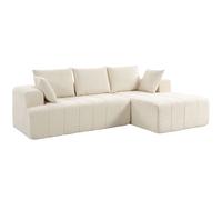 HOMCOM Sofá Esquinero 256 cm con Chaise Longue Sofá Cama 3 Plazas de Chenilla en Forma de L Asiento y Reposabrazos Anchos Beige Aosom España