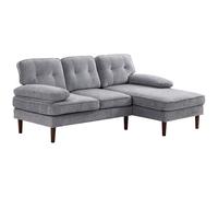HOMCOM Sofá Esquinero de 3 Plazas Tapizado en Chenilla, Sofá Chaise Longue en Forma de L con Patas de Madera y Reposabrazos, Estilo Moderno, para Salón, 215x142x88 cm, Gris