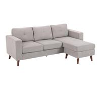 HOMCOM Sofá esquinero de Pana Reversible, 192 cm, sofá Modular de 3 plazas en L con Chaise Longue, Estructura de Acero, diseño Moderno, para salón, Piso, Espacio pequeño, Gris Claro