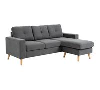 HOMCOM Sofá esquinero de tela en forma de L, juego de sofás con aspecto de lino, juego de rincón con chaise longue para 3 personas, sofá esquinero para salón, gris claro, 193 x 136 x 85 cm Dark gray 1